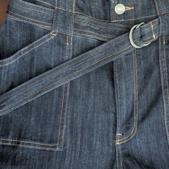 Express Dark Wash Denim Wide Leg Super High Rise Stretch Jean Size 6 Long - Picture 6 of 15